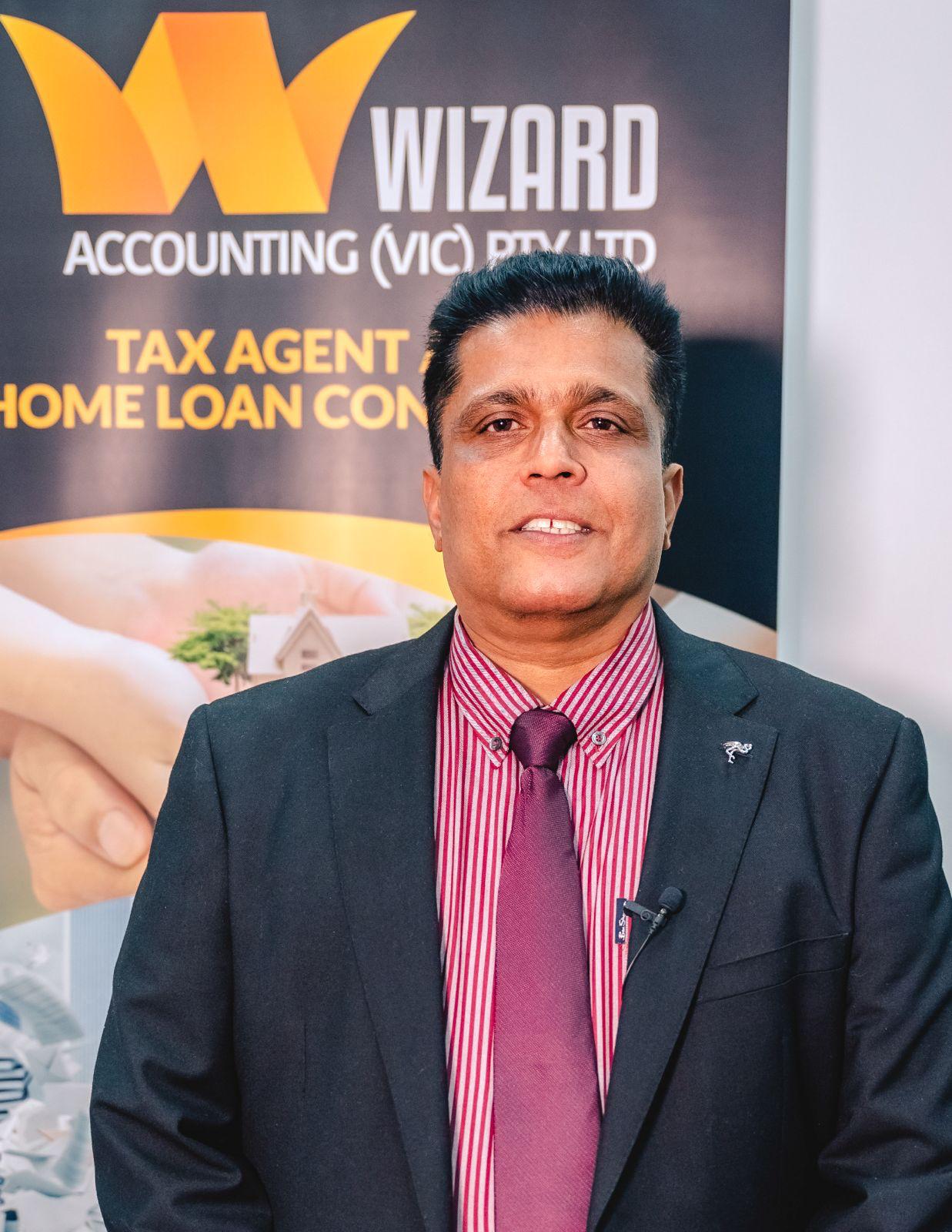 Dave Susith Balapitiya, MBA, BSc, CPA, MIPA, MAAT, MFAA, Managing Director of Wizard Accounting in Melbourne.